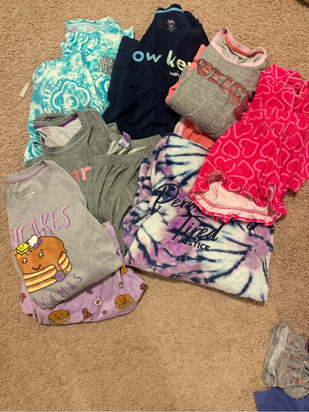 Justice Girls Mixed Pajama Set - Purple, Pink, Gray, Blue, Teal